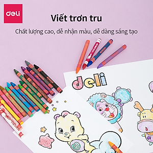 Bút sáp nến Deli - 12 màu/18 màu/24 màu - 1 hộp - EC20800/EC20810/EC20820