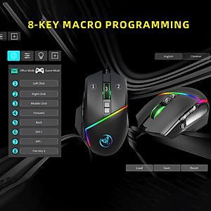 Chuột Gaming macro A876 Led RGB 6400dpi cho máy tính laptop hàng nhập khẩu
