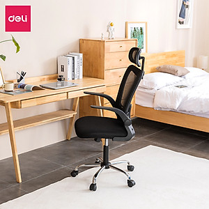 Ghế Xoay Văn Phòng Lưới Làm Việc Công Thái Học Deli - Tay Gập Thông Minh, Có Chỉnh Lưng, Lưới Thoáng Khí, Chân Xoay Tiện Ích, Đệm Ghế Êm Aí, Nhiều Màu - Phù Hợp Học Sinh, Văn Phòng, Game Thủ, Gaming - Hàng chính hãng