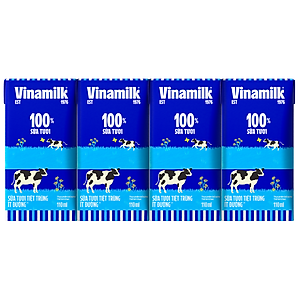 THÙNG 48 HỘP SỮA TƯƠI TIỆT TRÙNG VINAMILK 100% ÍT ĐƯỜNG - 110ML