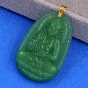 Mặt dây chuyền Phật A Di Đà thạch anh xanh 5cm - phật bản mệnh tuổi Tuất, Hợi - mặt size lớn