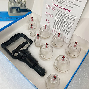 Bộ giác hơi không dùng lửa Duy Thành YGH04 (hộp 9 ly giác hơi) - được bộ y tế cấp phép lưu hành an toàn cho sức khỏe | Fireless cupping therapy