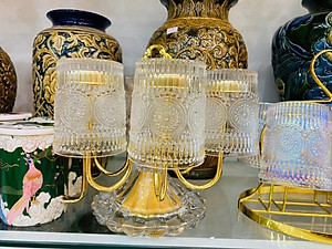 BỘ 6 CỐC THỦY TINH CHỊU NHIỆT CAO CẤP  UỐNG NƯỚC HOA VĂN TRỐNG ĐỒNG DẬP NỔI - ANTH674