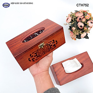 Hộp Giấy Ăn Bằng Gỗ Hương (Cỡ lớn - đủ mẫu) Đục Khắc Hoa Văn Tinh Xảo/Độc Đáo