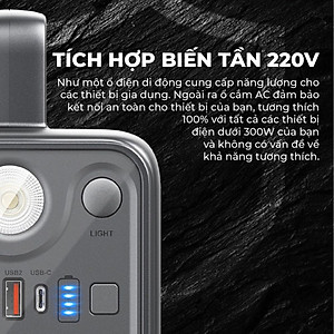 Trạm sạc dự phòng Yoobao EN300WLPD đầu ra 220V có thể nấu cơm, quạt, dung lượng 72000mAh cổng điện 220V/300W có đèn Pin - Hàng chính hãng