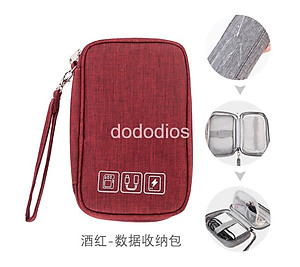 Túi đựng phụ kiện công nghệ đựng pin sạc dự phòng, điện thoại, cáp sạc usb, tai nghe có quai cầm, [Loại cao cấp - Màu Đen] Túi Đựng Phụ Kiện Công Nghệ Có Quai Cầm, Chống Nước - Hàng Chính Hãng dododios