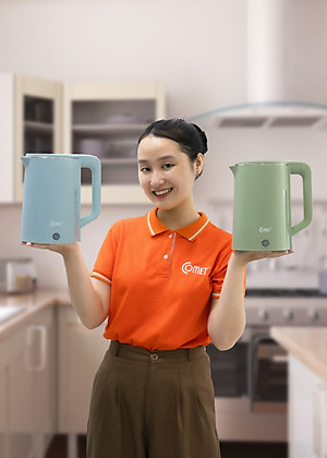 Bình đun siêu tốc 2 lớp Comet CM8226 – Hàng chính hãng -  Dung tích 1.8L, công suất 1500W, chống bỏng, tự ngắt an toàn