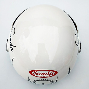Mũ bảo hiểm nửa đầu có kính Sunda 180B tem