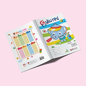 Lốc 10 Vở (Tập) Ô ly Siêu nhí Cao cấp 80 trang (4 ô ly - Giao mẫu ngẫu nhiên)