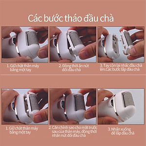 Máy chà gót chân tẩy tế bào chết 3 đầu mài 2 chế độ cao cấp, máy mài gót chân đa năng - tặng kèm bộ phụ kiện 10 món