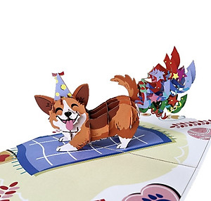 Thiệp 3D Pop Up Chó Corgi Sinh Nhật – Thiệp Chúc Mừng Sinh Nhật Hài Hước, Đáng Yêu, B29