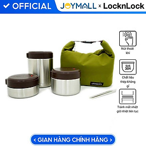 Bộ 3 Hộp Cơm Giữ Nhiệt Lock&amp;Lock Mushroom LHC8025SLV - Bạc