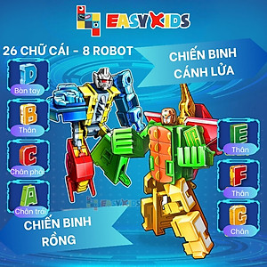Đồ Chơi Bảng 26 Chữ Cái Biến Hình Lắp Ghép Chiến Binh Robot Khủng Long Lớn Sáng Tạo Chữ Số Và Dấu
