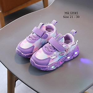 Giày thể thao bé gái có đèn LED phát sáng họa tiết Elsa thiên thần xinh xắn và dễ thương 1 2 3 4 5 tuổi phong cách GH45