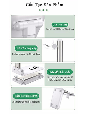 Giá Đỡ Điện Thoại Cao Cấp RIBI - Xoay 360 độ - Tăng Giảm Chiều Cao - Có Thể Gấp Gọn - Hàng Chính Hãng