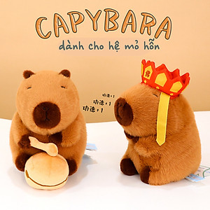 Thú nhồi bông capybara gõ mõ ngộ nghĩnh - Size 35cm - Quà tặng gấu bông chuột lang nước dành cho người cần tịnh tâm.