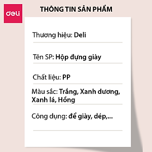 Hộp Nhựa Đựng Giày Trong Suốt Có Nắp Đậy Nhiều Màu Thông Minh Tiện Lợi Deli - Hộp Đựng Giày Nhựa PP Dẻo Chịu Lực Nhiều Size Có Thể Xếp Chồng
