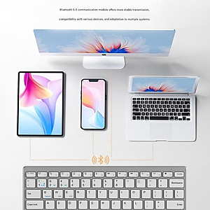 Bàn phím không dây mini W201S - đa kết nối bluetooth 5.0 + 3.0 + Usb wireless 2.4G cho máy tính laptop smartphone hàng nhập khẩu