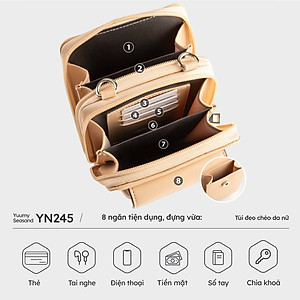 Túi Yuumy ( Thời trang nữ phối ngăn nắp gập mini - Túi đeo chéo da Seasand YN245 )