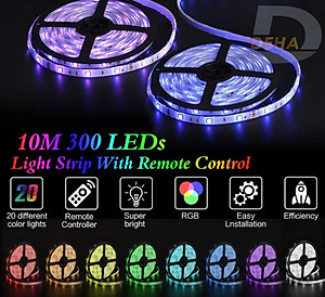 Bộ Đèn led dây dán RGB đổi màu điểu khiển 44 phím chọn màu đứng yên, nhấp nháy, bóng 5050 strip light trang trí  Tiktok dán tường, bàn máy tính, cửa hàng, quán cafe, chống nước bền đẹp (Tùy chọn chiều dài dây)