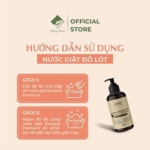 Nước Giặt Đồ Lót Hữu Cơ ECOCARE 300ml Giảm 99% Vi Khuẩn, Tẩy Ố Hiệu Quả, Hương Cam Bạc Hà Thơm Mát