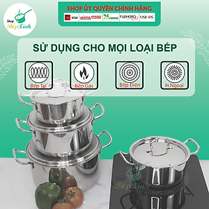 Nồi inox bếp từ 3 đáy Fivestar Nắp Inox - Tặng 1 Muỗng Canh Inox (sw)