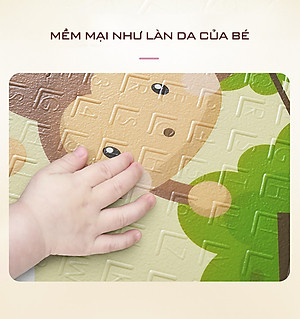 Nệm (thảm) chơi Nhà của Mẹ gấp gọn 2 mặt cho bé kích thước 180x200x1cm - họa tiết hình thú dễ thương giao ngẫu nhiên