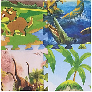 Bộ 4 tấm Thảm xốp lót sàn an toàn Thoại Tân Thành hình khủng long (60x60cm)