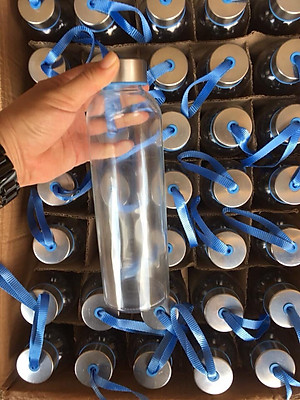 Bộ 5 BÌNH THUỶ TINH DETOX dây xách nắp bạc 500ml 