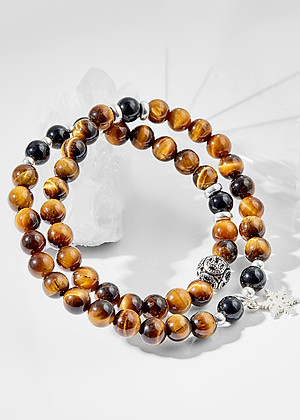 Vòng tay đôi thạch anh mắt hổ charm ngôi sao Ngọc Quý Gemstones