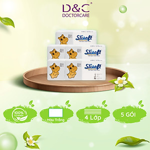 Combo 5 Giấy ăn Slisoft Trắng tự nhiên đa năng,khăn giấy rút không chất tẩy trắng an toàn cho cả gia đình