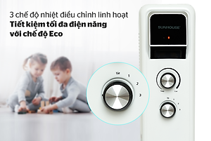 Máy sưởi dầu Sunhouse SHD7084, Công suất 2400W, 13 lá phát nhiệt, làm ấm nhanh, Có giàn phơi - Hàng chính hãng, bảo hành 12 tháng