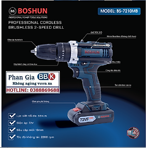 MÁY KHOAN PIN BẮT VÍT BOSHUN 72V CÓ BÚA - 3 CHỨC NĂNG - MOTOR 100% DÂY ĐỒNG - BẢO HÀNH 12 THÁNG
