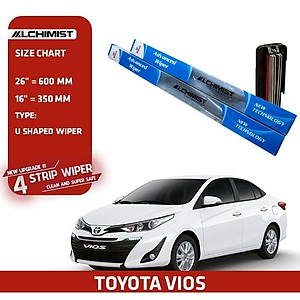 Gạt Mưa Xe Ô tô Toyota Vios Theo Từng Đời Xe,Loại Silicon 4 Lưỡi Cao Cấp, Thiết Kế Thông Minh, Gạt Êm Và Sạch Hơn