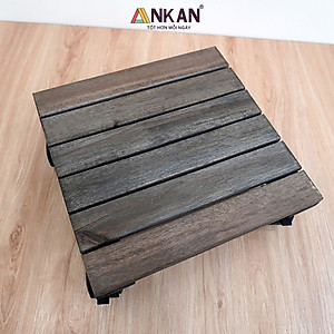 Đế Lót Chậu Cây Có Bánh Xe Thương Hiệu ANKAN, Đế Để Chậu Cây, Mặt Vuông Bằng Gỗ Tràm, Màu Đen Đường Kính 30 Cm, Tải Trọng 80kg - Hàng Xuất Khẩu