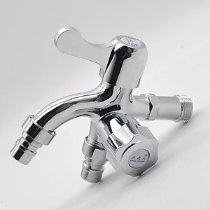Vòi nước 2 đầu ra đa năng XRUI-HK, Vòi kép 2 van khóa gắn tường dành cho máy giặt