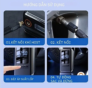 Máy Bơm Lốp Xe Điện 130PSI MH LED Thông Minh Pin Sạc Nhỏ Gọn Mạnh Mẽ Tự Động Ngắt Khi Đủ Hơi