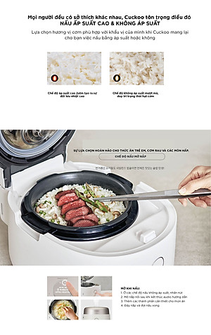 Nồi cơm điện áp suất kép cao tần Cuckoo 1.08L CRP-NHTR0610FGW- công nghệ áp suất xi lanh hiện đại, giúp giảm tiếng ồn- Lòng nồi phủ men Xwall độc quyền- Bảo hành 2 năm - Hàng chính hãng Cuckoovina