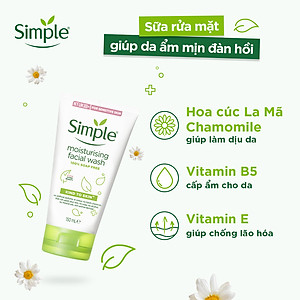 Sữa rửa mặt Simple giúp cấp ẩm, da trông khỏe và mịn màng - cho da khô nhạy cảm 150ml [CHÍNH HÃNG ĐỘC QUYỀN] [MỚI]
