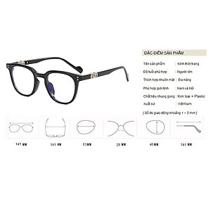 Gọng Kính Cận, Kính Giả Cận Nữ GM Jennie, Mắt Vuông Nhỏ, Chống Xánh Sáng Xanh, Đen, Xanh Rêu - BLUE LIGHT 