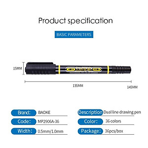 Bút Lông Màu 2 Đầu 12/24/ 36 Màu Chuyên Nghiệp -BAOKE | MP2906A