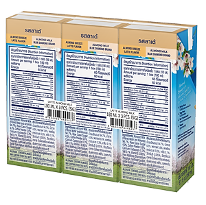 Blue Diamond - Thùng Sữa Hạt Hạnh Nhân ALMOND BREEZE vị Latte 180ml x 24 Hộp