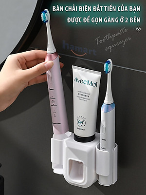 Giá Để Bàn Chải Điện Nặn Kem Đánh Răng Dán Tường Phòng Tắm Treo Đa Năng Siêu Dính Hamart