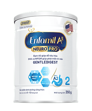 Sữa bột Enfamil A2 Neuropro 2 350g giúp dễ tiêu hóa, hấp thu cho trẻ từ 6-12 tháng tuổi