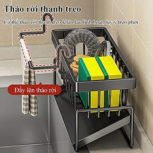 Kệ khay chữ nhật để miếng rửa chén có Khay Hứng Nước GROFA