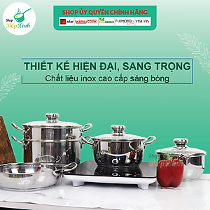 Bộ Nồi Inox 3 Đáy Gồm 3 Nồi 1 Chảo 1 Xửng Fivestar FS08CG1 - Hàng Chính Hãng