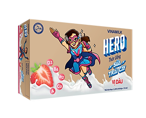 Thức uống sữa trái cây vị dâu Vinamilk Hero - Thùng 48 hộp 110ml