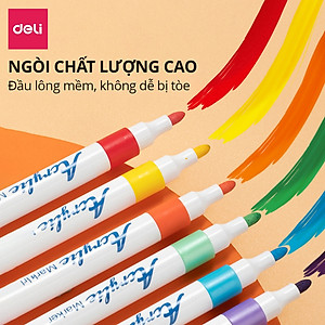 [MỚI] Bút Sơn Acrylic Marker Deli THÊM 80% MỰC - 12/24/36/48/64 Màu Tô Trên Mọi Chất Liệu DIY Vẽ Giày Vải Chai Lọ Nhựa