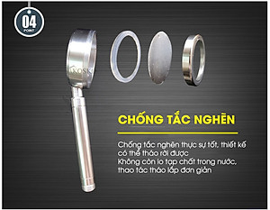 Vòi sen tăng áp Kosko không dùng điện, nhôm nguyên khối, công nghệ tia nước nano mềm dịu làn da