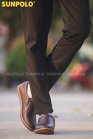 Giày Mọi Nam Da Bò SUNPOLO SUMU01 - Nâu
